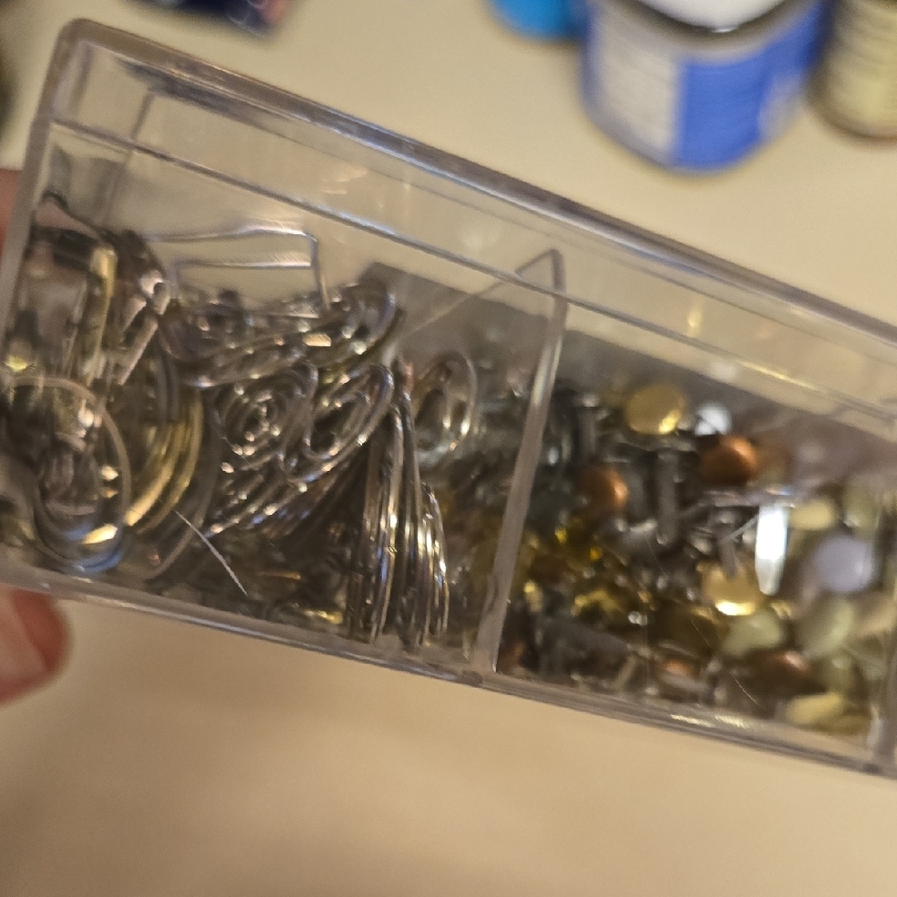 Assorted Metal Fasteners in Organizer Box For Crafts Scrapbooking - Picture 6 of 12
